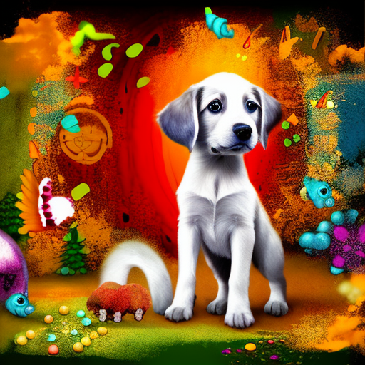 Artistic interpretation of themes and motifs of the book The Poky Little Puppy by Janette Sebring Lowrey