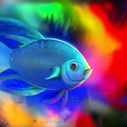 Artistic interpretation of themes and motifs of the book The Rainbow Fish by Marcus Pfister