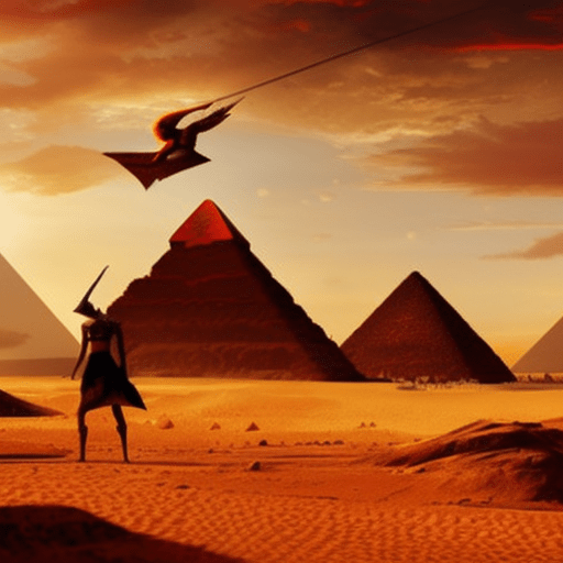 Artistic interpretation of themes and motifs of the book The Red Pyramid by Rick Riordan