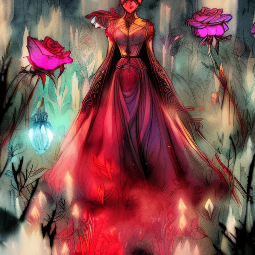 Artistic interpretation of themes and motifs of the book The Rose & the Dagger by Renée Ahdieh