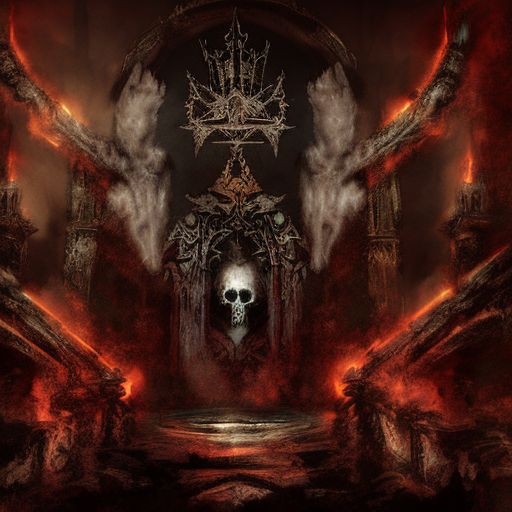 Artistic interpretation of themes and motifs of the book The Skull Throne by Peter V. Brett