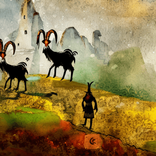 Artistic interpretation of themes and motifs of the book The Three Billy Goats Gruff by Paul Galdone