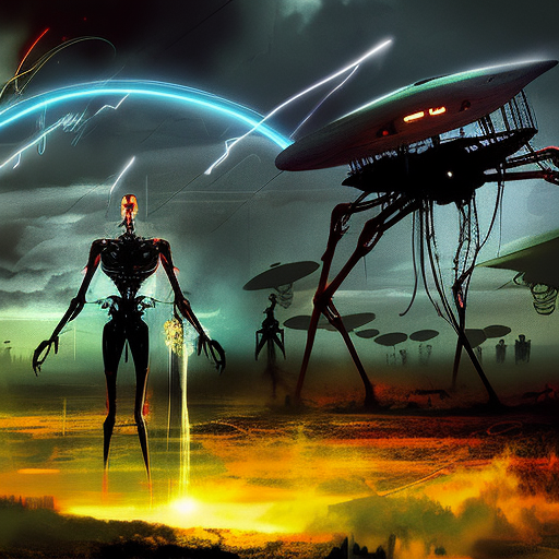 Artistic interpretation of themes and motifs of the book The War of the Worlds by H.G. Wells