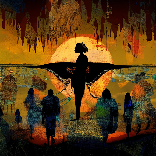 Artistic interpretation of themes and motifs of the book The Warmth of Other Suns: the Epic Story of America's Great Migration by Isabel Wilkerson