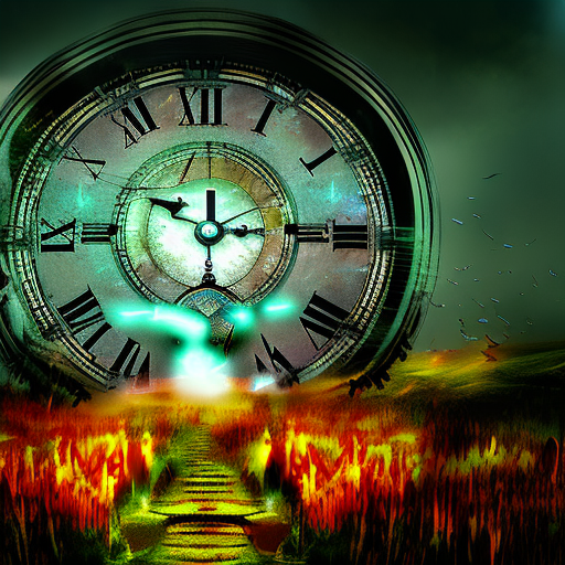 Artistic interpretation of themes and motifs of the book Tick Tock by Dean Koontz