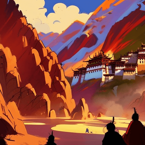 Artistic interpretation of themes and motifs of the book Tintin in Tibet by Hergé