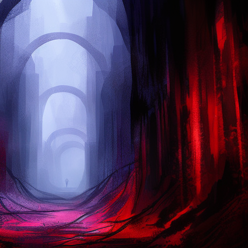 Artistic interpretation of themes and motifs of the book Tunnels of Blood by Darren Shan