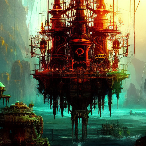 Artistic interpretation of themes and motifs of the book Twenty Thousand Leagues Under the Sea by Jules Verne
