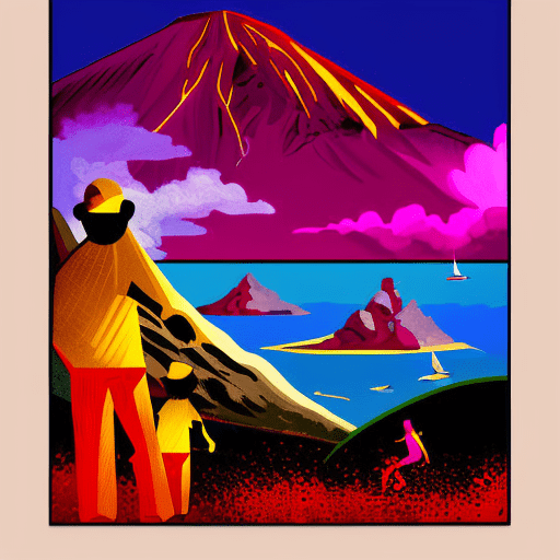 Artistic interpretation of themes and motifs of the book Vacation Under the Volcano by Mary Pope Osborne