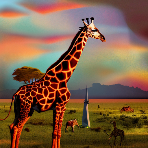 Artistic interpretation of themes and motifs of the book West with Giraffes by Lynda Rutledge