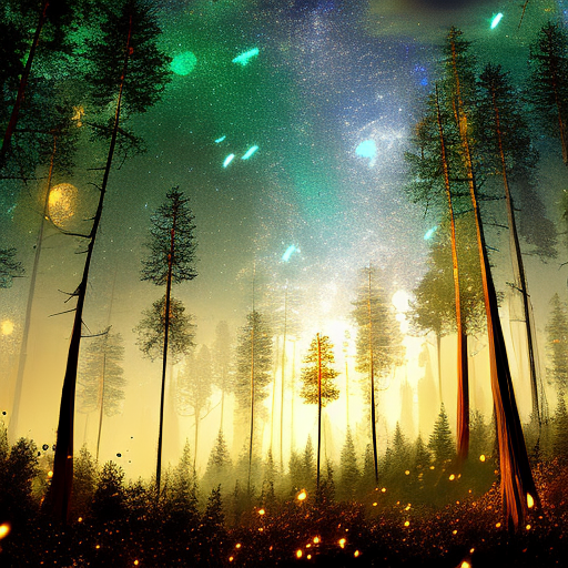 Artistic interpretation of themes and motifs of the book Where the Forest Meets the Stars by Glendy Vanderah